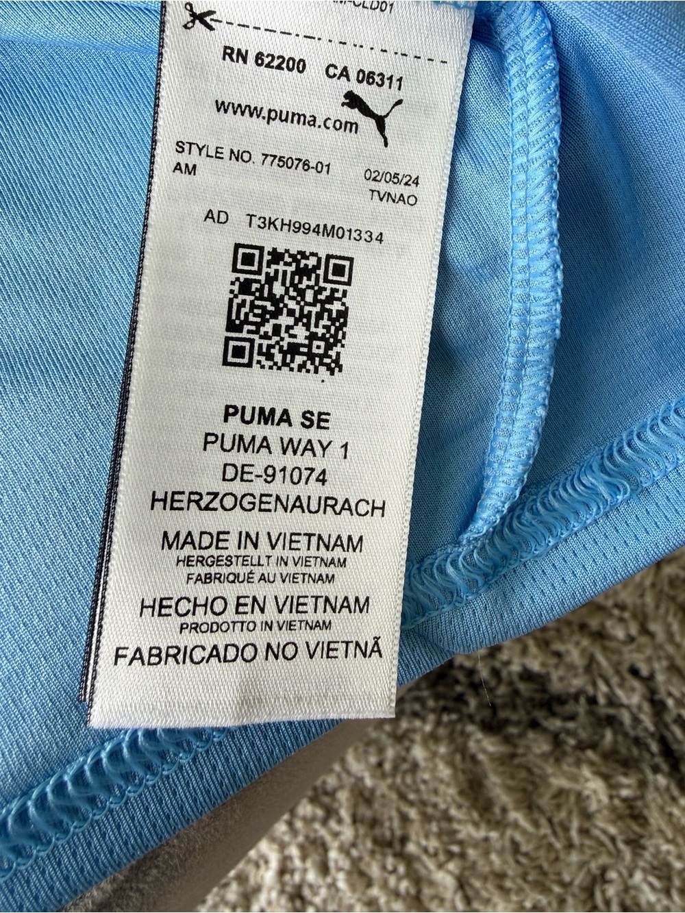 Manchester City Puma Long Sleeve Home Jersey - Sky Blue - Size Medium - Picture 7 of 7